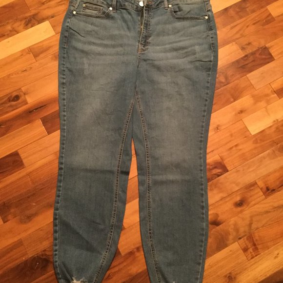 NWT medium wash, raw hem plus size jeans - Picture 1 of 7
